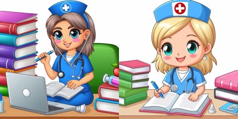 Image of two nursing students studying.